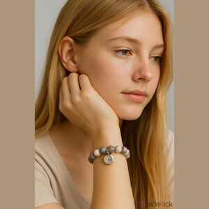 Chic Beaded Bracelet with Silver Charm